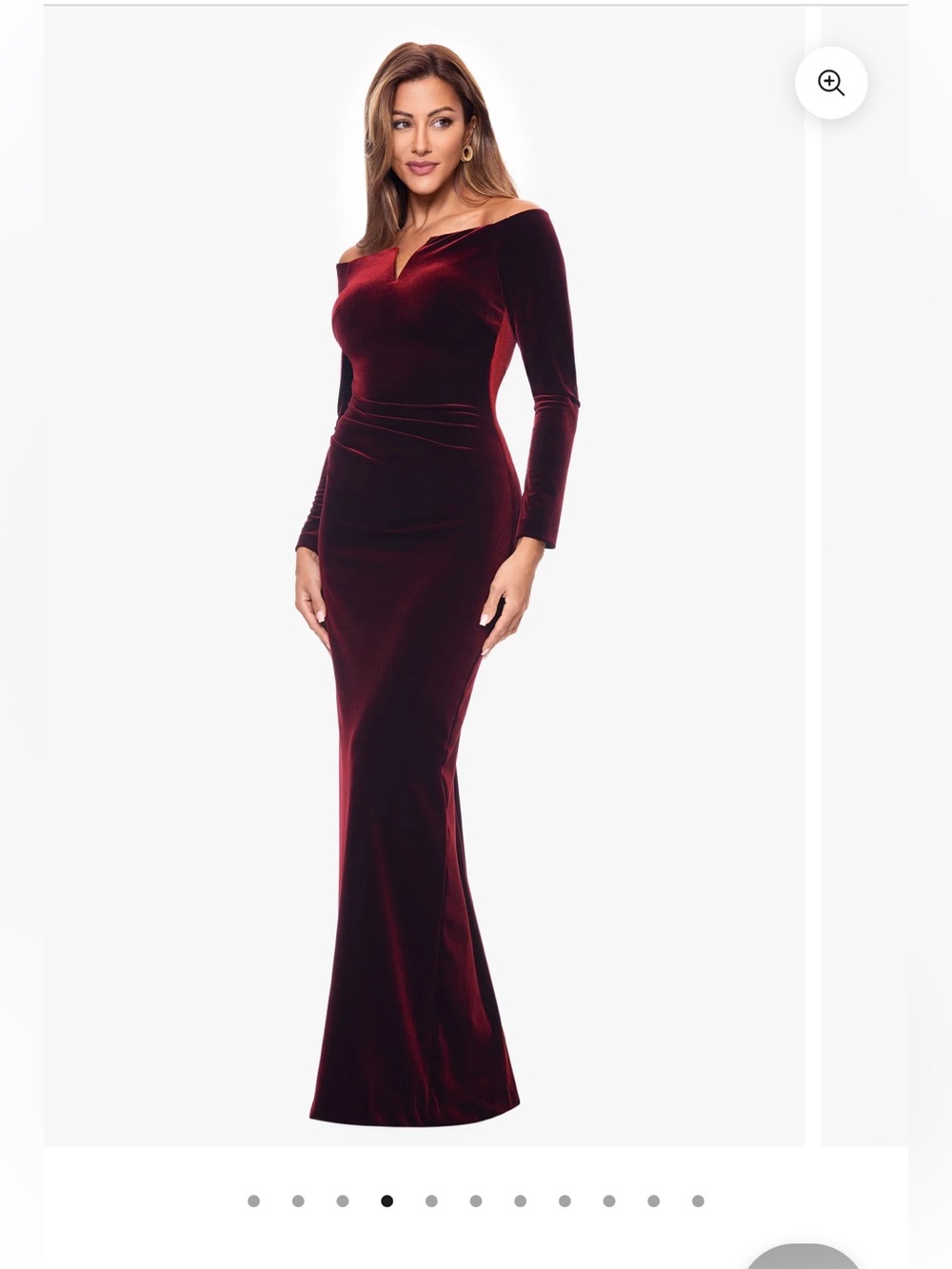 PETITE OFF THE SHOULDER VELVET DRESS Burgundy 10P NWT